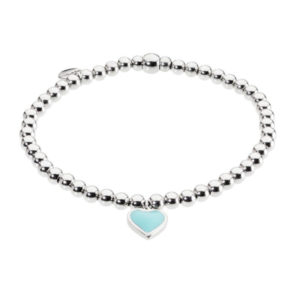 Bracciale elastico con sfere e cuore smaltato
