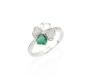 Anello Quadricuore Verde in argento
