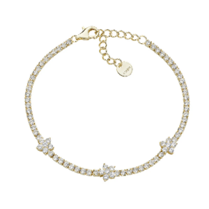 Bracciale tennis in argento con fiori