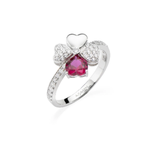 Anello in argento quadri cuore