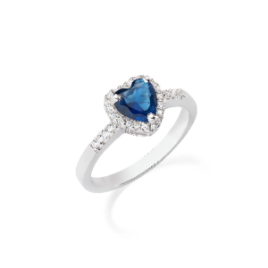 Anello in argento zaffiro blu a cuore
