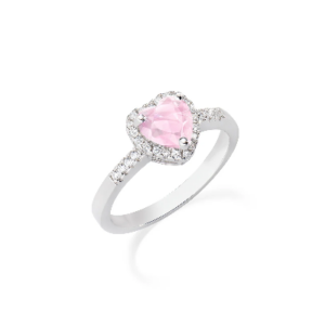 Anello in argento a cuore rosa