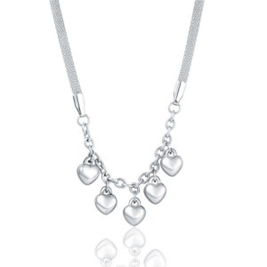 Collana in acciaio cuori pendenti