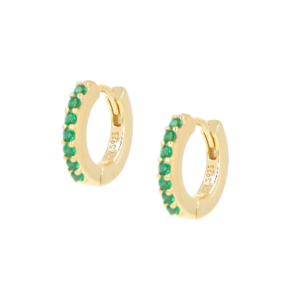 Orecchini a cerchio in argento dorato con zirconi