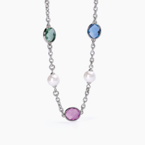 Collana in acciaio con pietre color